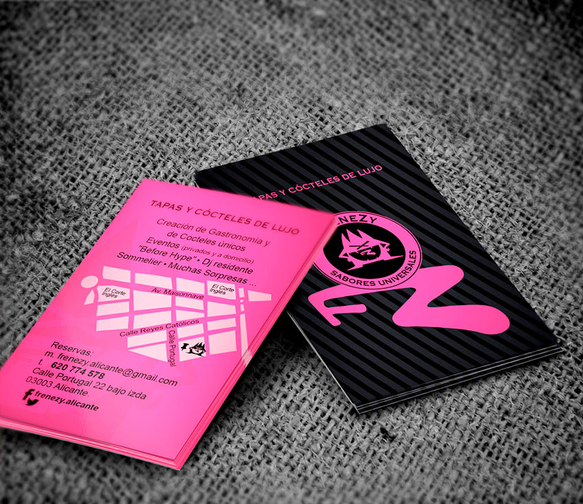 Diseño de tarjetas para gastrobar Frenezy Diseño de tarjetas para gastrobar Frenezy