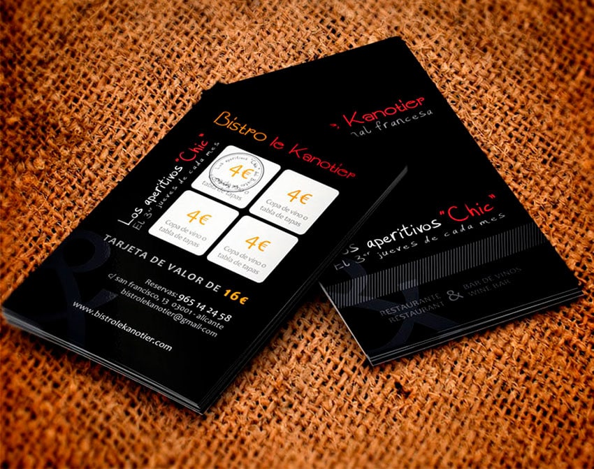 Diseño de tarjetas de fidelidad para Bitro Le Kanotier Diseño de tarjetas de fidelidad para Bitro Le Kanotier